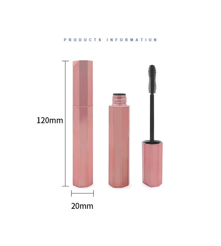 Octagonal Pink Empty Plastic Mascara Tube Silk Print 15g